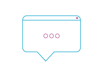 Icon mit Sprechblase und drei Punkten.