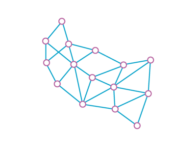 Icon mit einer stilisierten Karte von Schleswig-Holstein, auf der Punkte miteinander verbunden sind.
